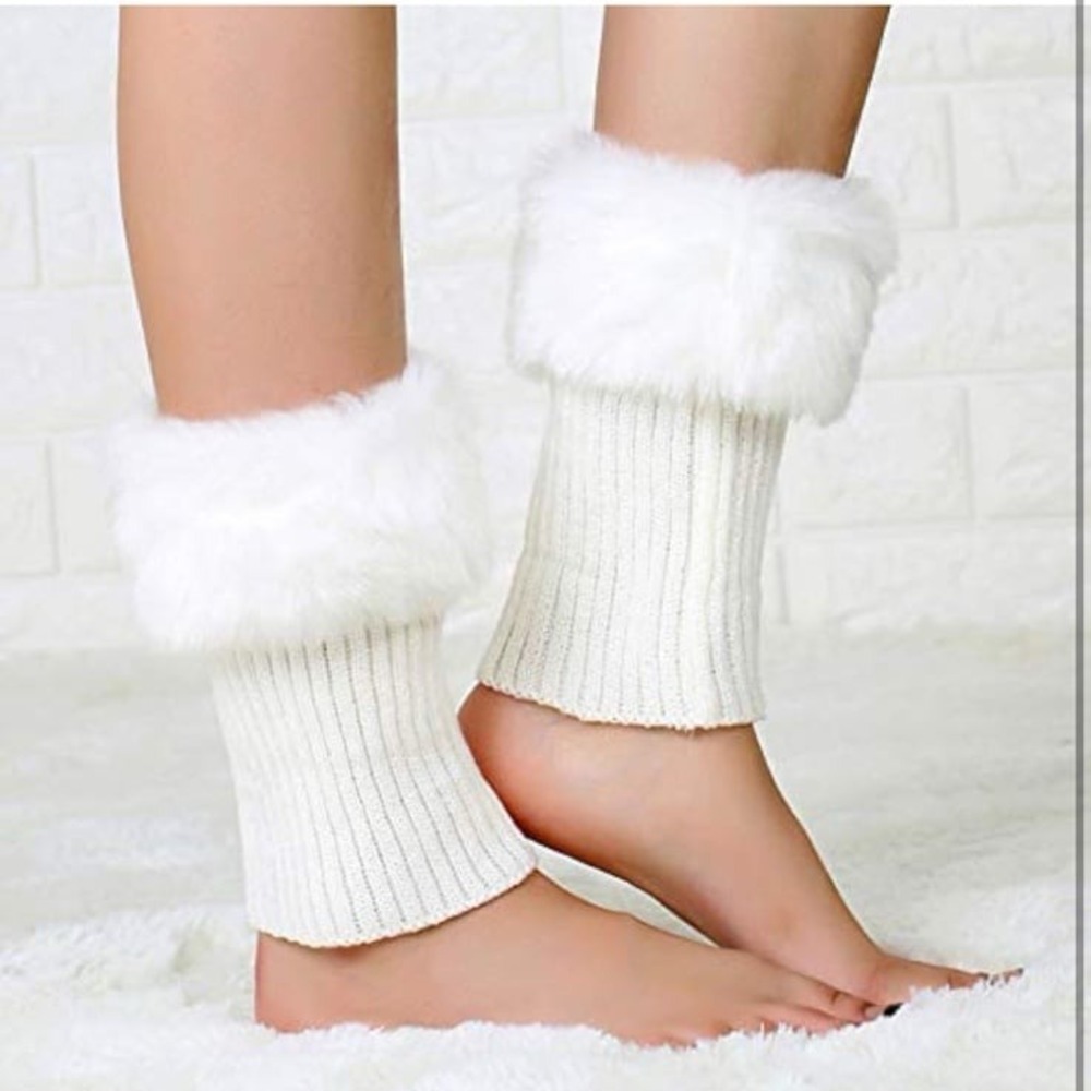 Hoce Kids Girls Knitted Furry Short Boot Toppers Socks Faux Fur‎ Boot Cuffs